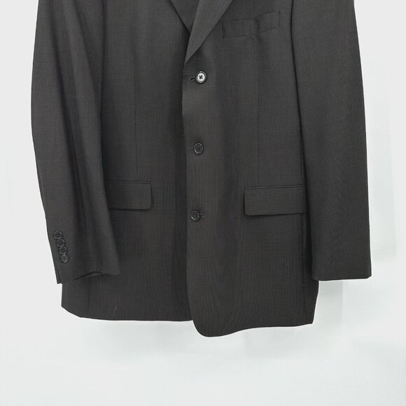 jacket blazer sport coat three button wool micro check brown long 44L - Picture 5 of 10